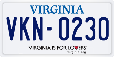 VA license plate VKN0230