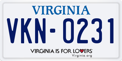 VA license plate VKN0231