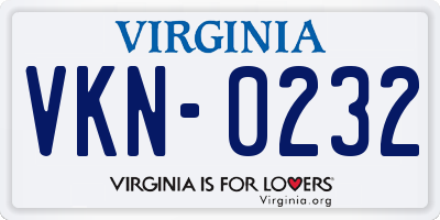 VA license plate VKN0232