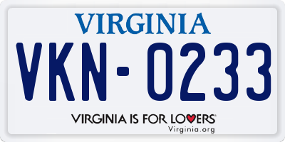 VA license plate VKN0233