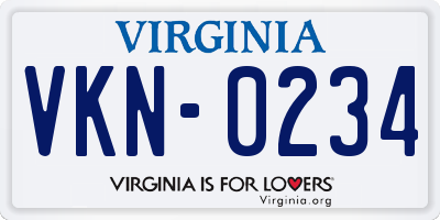 VA license plate VKN0234