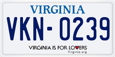 VA license plate VKN0239