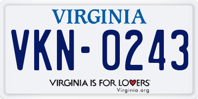 VA license plate VKN0243