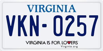 VA license plate VKN0257