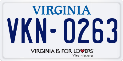 VA license plate VKN0263