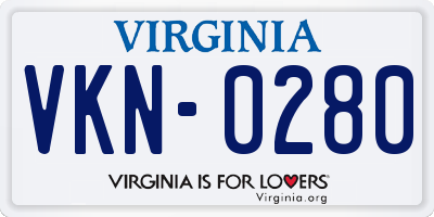 VA license plate VKN0280