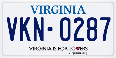 VA license plate VKN0287