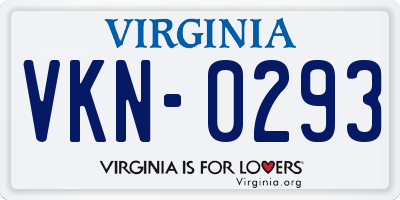 VA license plate VKN0293