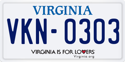 VA license plate VKN0303