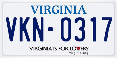 VA license plate VKN0317
