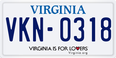 VA license plate VKN0318