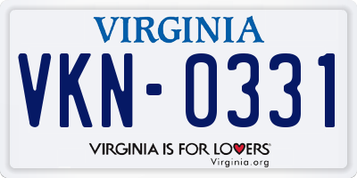 VA license plate VKN0331