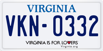 VA license plate VKN0332