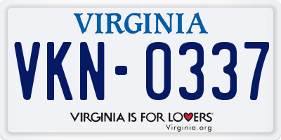 VA license plate VKN0337