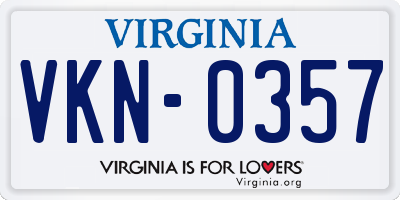 VA license plate VKN0357