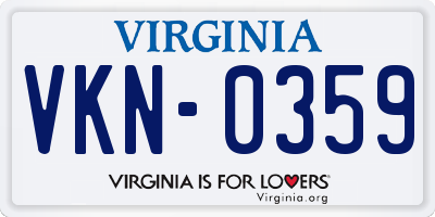 VA license plate VKN0359