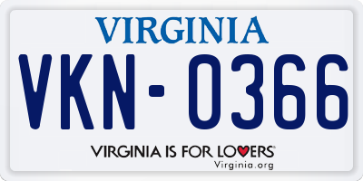VA license plate VKN0366