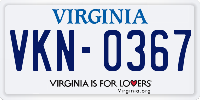 VA license plate VKN0367