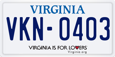 VA license plate VKN0403