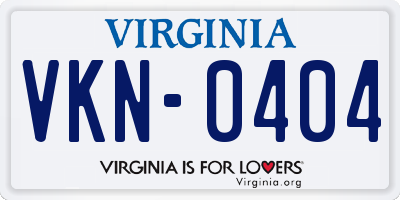 VA license plate VKN0404