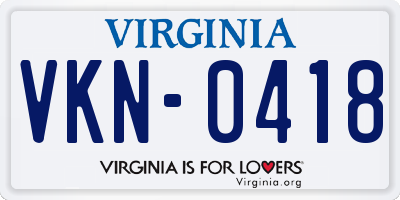 VA license plate VKN0418