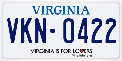 VA license plate VKN0422