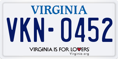VA license plate VKN0452