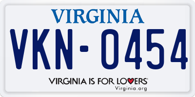 VA license plate VKN0454