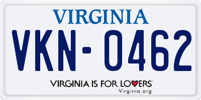 VA license plate VKN0462