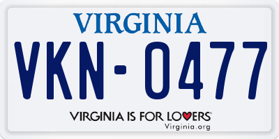 VA license plate VKN0477