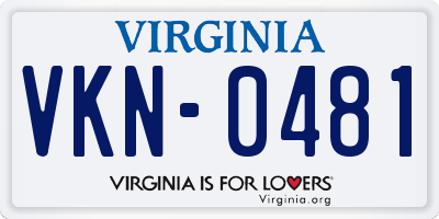 VA license plate VKN0481