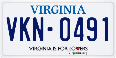 VA license plate VKN0491