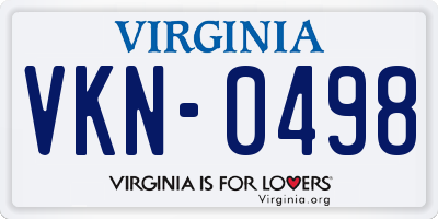VA license plate VKN0498