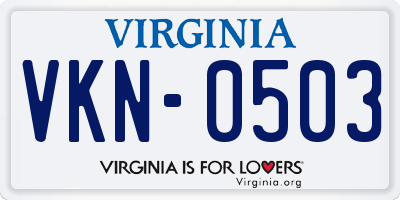 VA license plate VKN0503