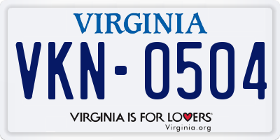 VA license plate VKN0504