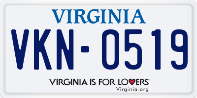 VA license plate VKN0519