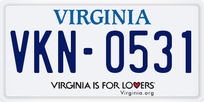 VA license plate VKN0531
