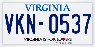 VA license plate VKN0537