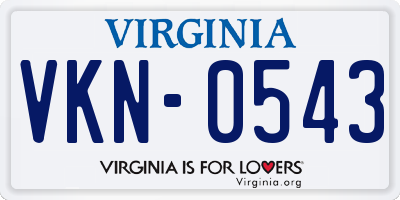 VA license plate VKN0543