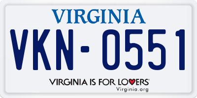 VA license plate VKN0551