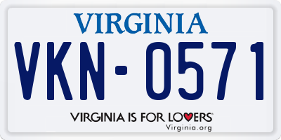 VA license plate VKN0571