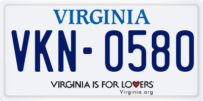 VA license plate VKN0580