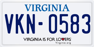 VA license plate VKN0583