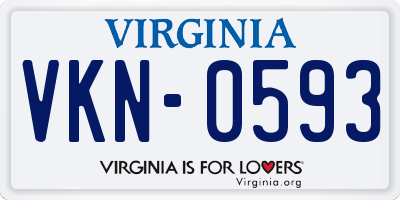 VA license plate VKN0593