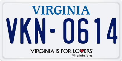 VA license plate VKN0614