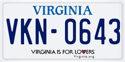 VA license plate VKN0643