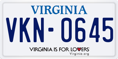 VA license plate VKN0645