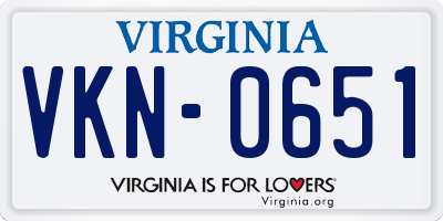 VA license plate VKN0651