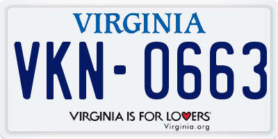 VA license plate VKN0663