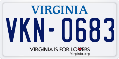 VA license plate VKN0683